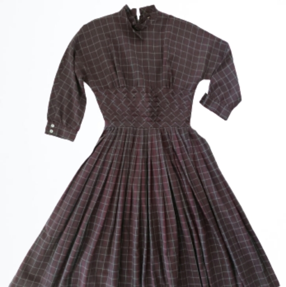 Dresses & Skirts - Plaid Vintage 1950's Pleated Day Dress XS-S
